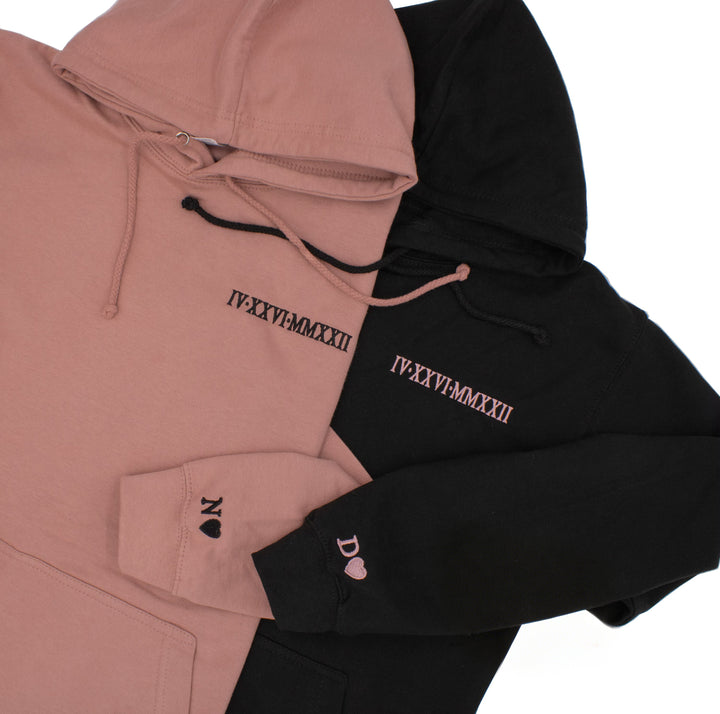 2025 Sweat-shirt pour couple avec date et chiffres romains brodéssur mesure