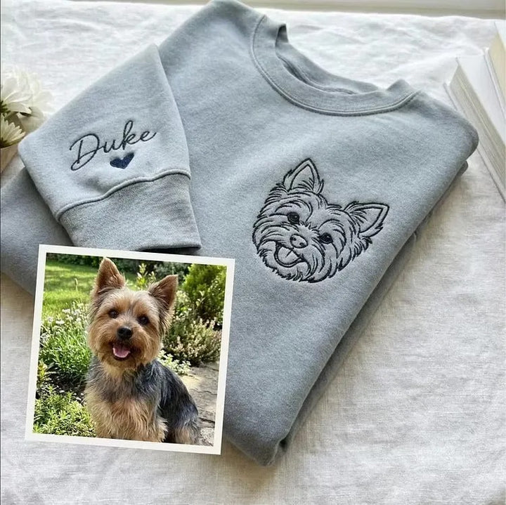 Sweat-shirt brodé avec portrait d'animal de compagnie, un cadeau pour les amoureux des animaux
