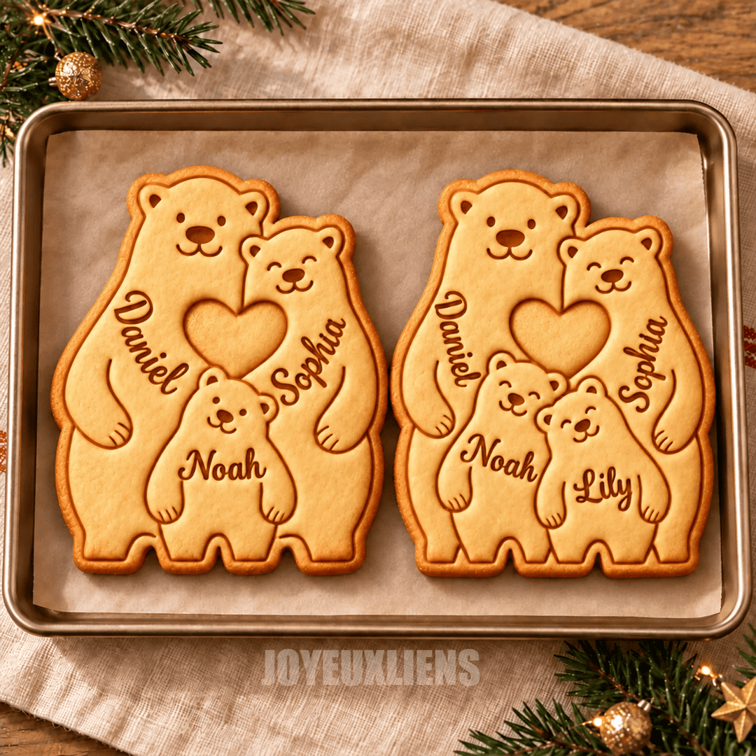 Emporte-pièce personnalisé en forme de famille d'ours,Cadeau de Noël