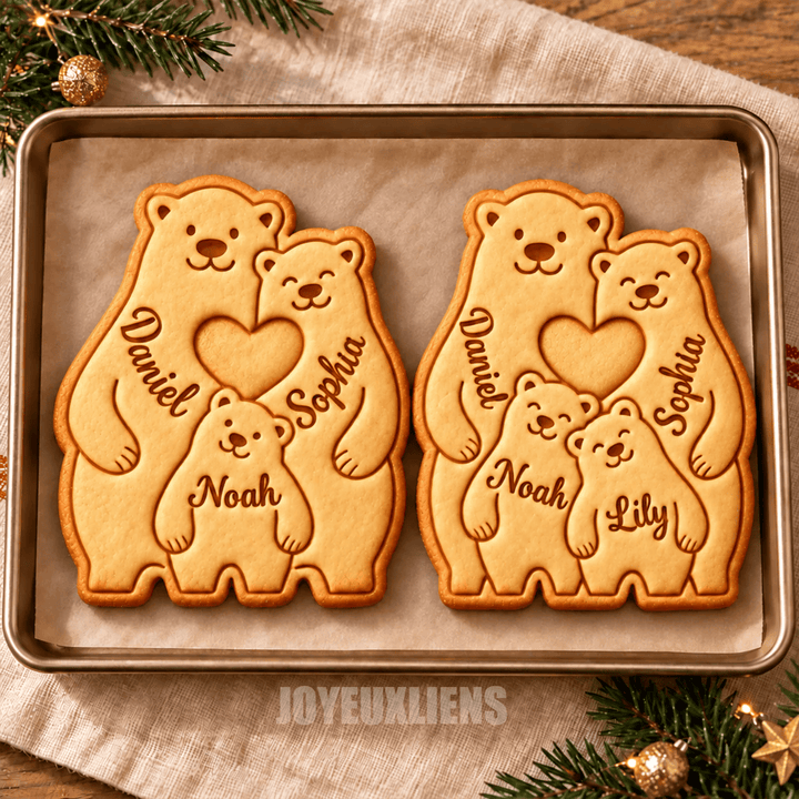 Emporte-pièce personnalisé en forme de famille d'ours,Cadeau de Noël