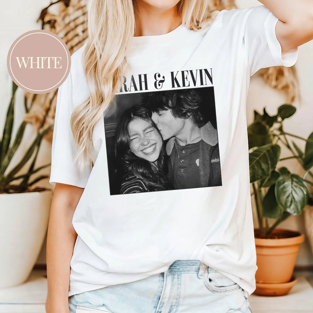 T-shirt personnalisé pour couple, t-shirt vintage avec photo de couple