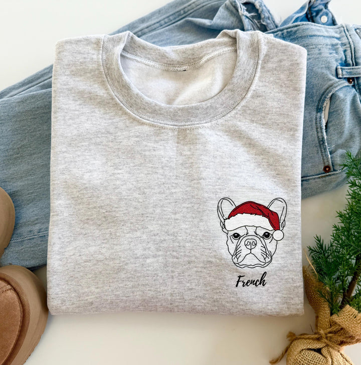 Sweat-shirt personnalisé brodé avec portrait d'animal de compagnie, cadeaux de Noël
