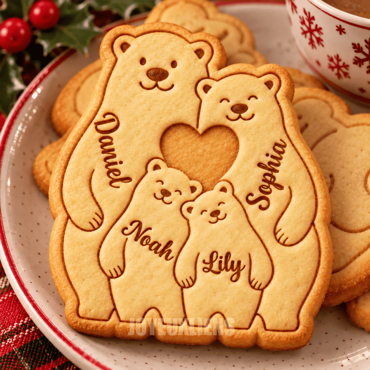 Emporte-pièce personnalisé en forme de famille d'ours,Cadeau de Noël