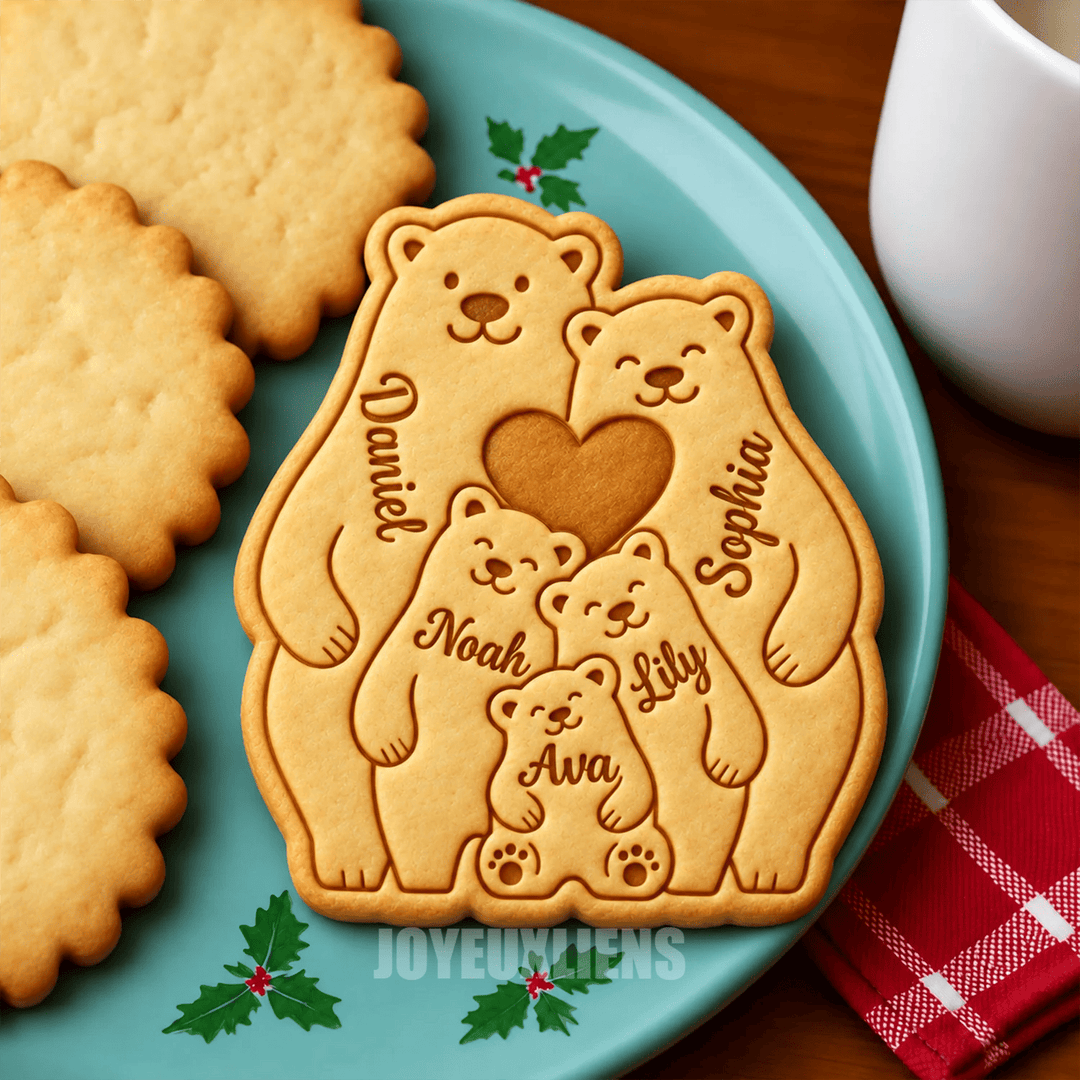 Emporte-pièce personnalisé en forme de famille d'ours,Cadeau de Noël