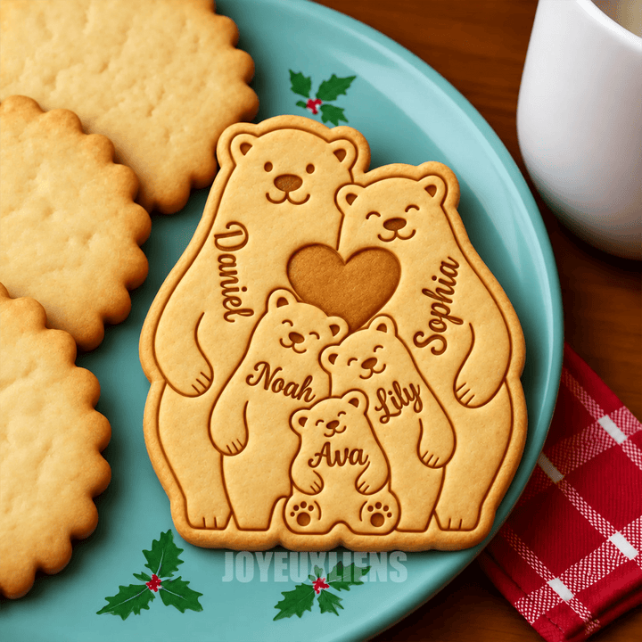 Emporte-pièce personnalisé en forme de famille d'ours,Cadeau de Noël
