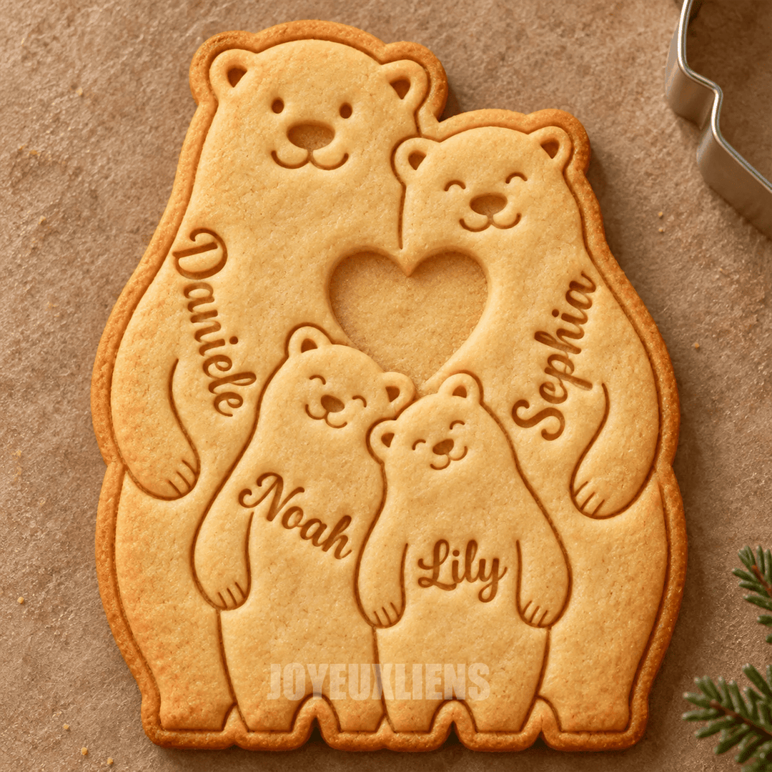 Emporte-pièce personnalisé en forme de famille d'ours,Cadeau de Noël