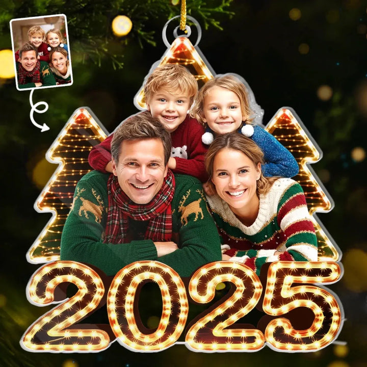 Ornement acrylique personnalisé avec photo de famille pour sapin de Noël