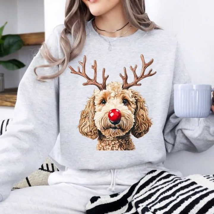 Sweat-shirt et sweat-shirt à capuche personnalisés avec imprimé de Noël représentant des rennes pour animaux de compagnie
