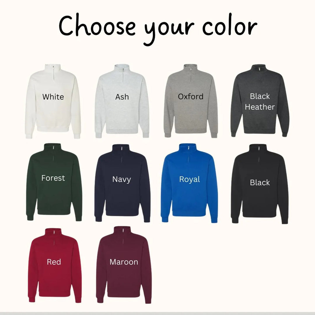 Pull brodé avec chiffres romains et fermeture éclair quart de tour, cadeau pour couple, date de mariage personnalisée, cadeau d'anniversaire pour elle