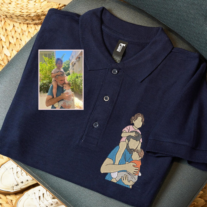 Polo portrait en couleur pour papa - Cadeau pour la fête des pères