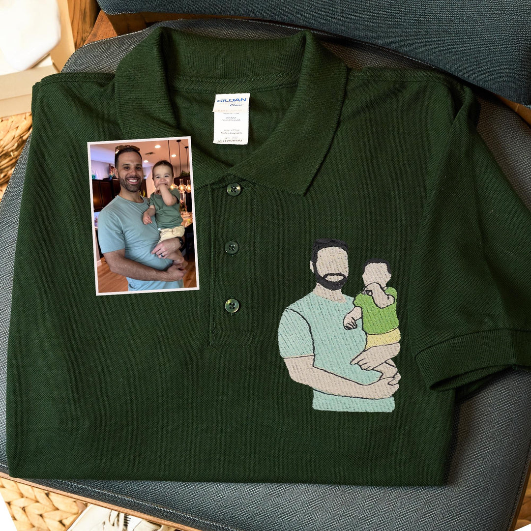 Polo portrait en couleur pour papa - Cadeau pour la fête des pères