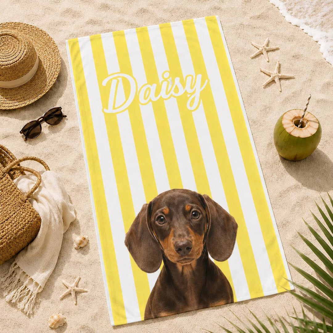 Serviette de plage personnalisée avec portrait de votre animal