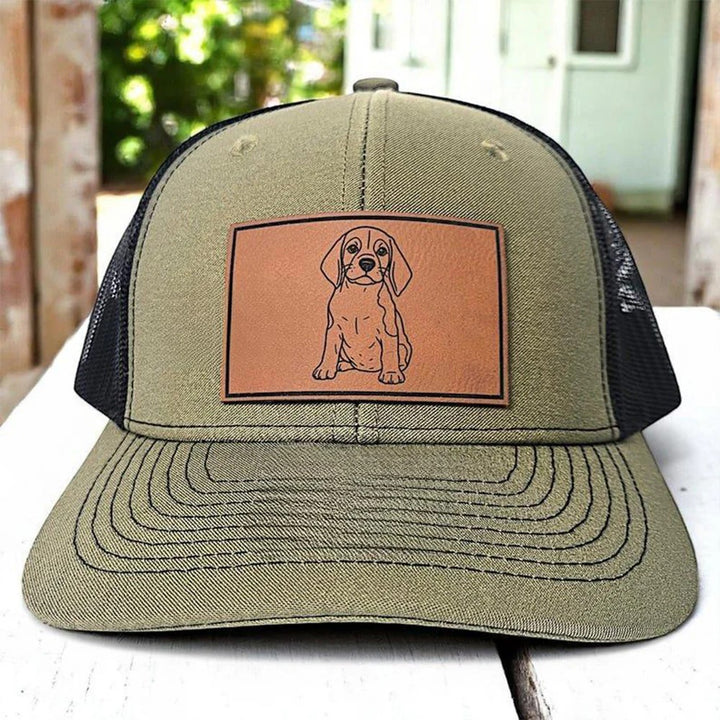 Casquette de camionneur en cuir avec portrait d'animal personnalisé et photo, cadeau unique pour les amoureux des animaux