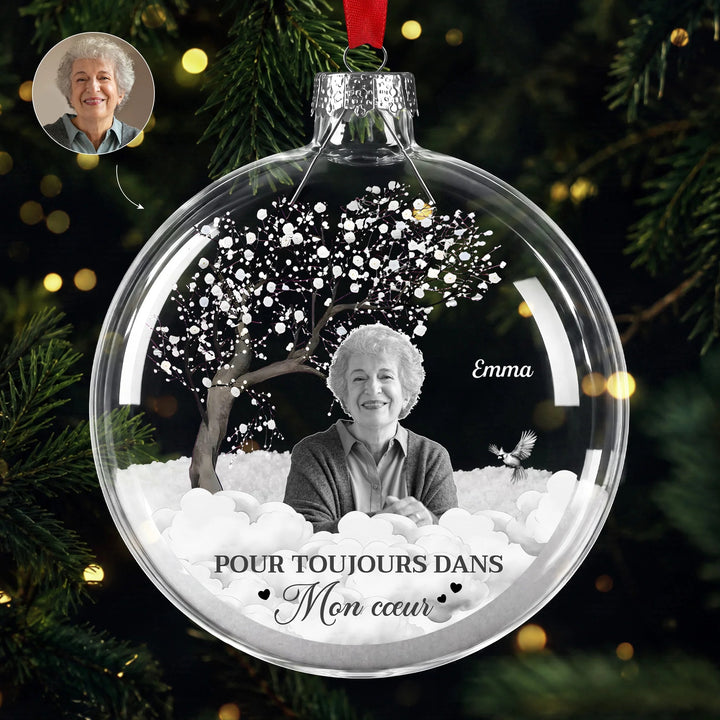 Ornement de Noël photo plat en plastique commémoratif personnalisé – Papa sera toujours avec toi