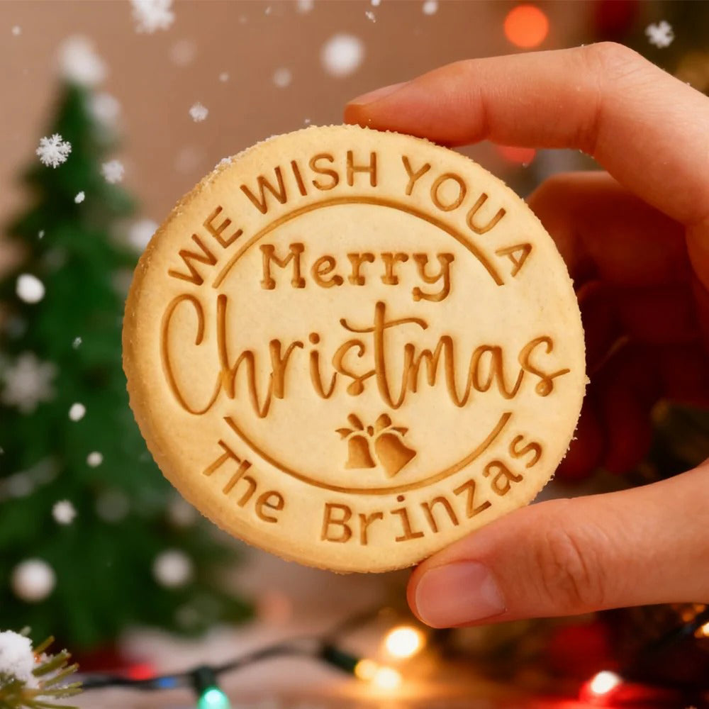Ensemble de tampons à biscuits de Noël personnalisés avec nom de famille personnalisé, cadeau de pâtisserie pour les fêtes