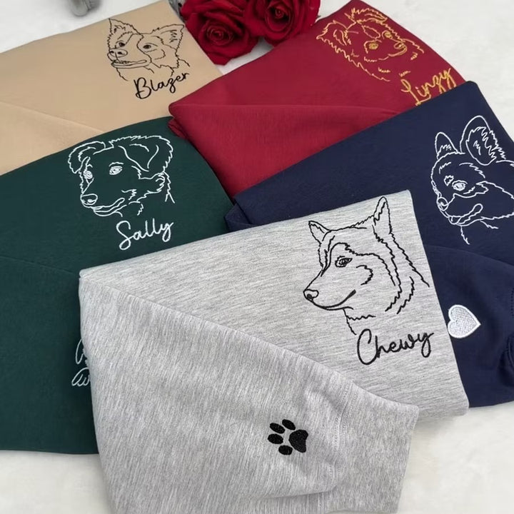 Sweat-shirt brodé avec portrait d'animal de compagnie, un cadeau pour les amoureux des animaux