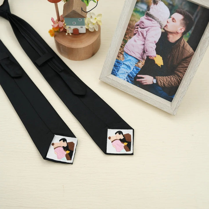 Patch photo brodé personnalisé pour cravate, cadeau d'anniversaire de mariage pour hommes, mari, papa, garçons d'honneur