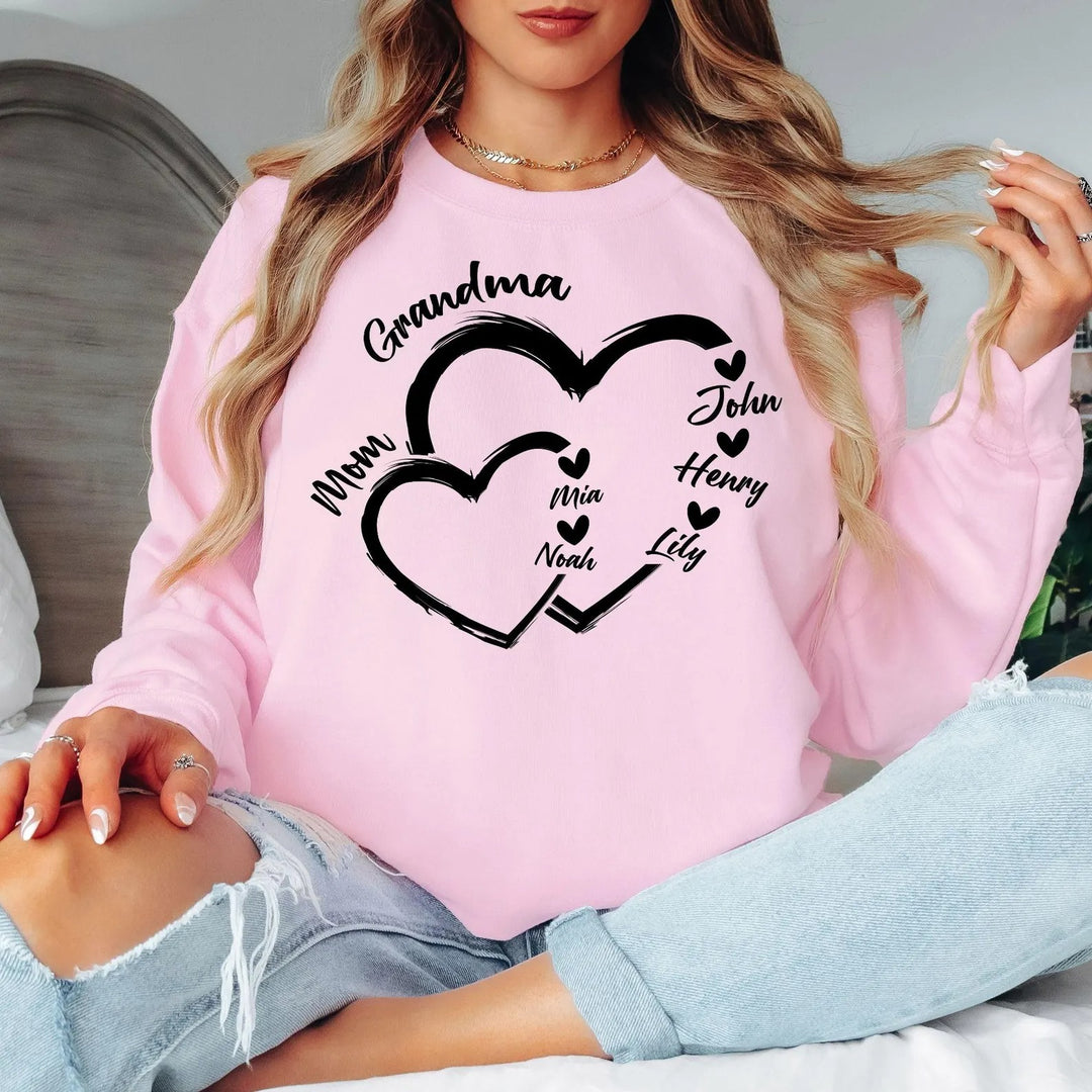 Sweat-shirt personnalisé imprimé à chaud pour les grands-mères, avec le nom de leurs enfants