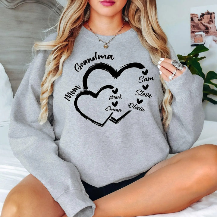 Sweat-shirt personnalisé imprimé à chaud pour les grands-mères, avec le nom de leurs enfants
