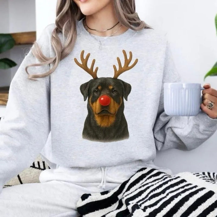 Sweat-shirt et sweat-shirt à capuche personnalisés avec imprimé de Noël représentant des rennes pour animaux de compagnie