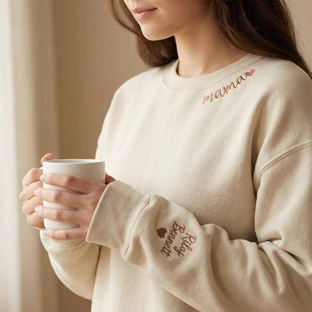 mama Sweat-shirt Personnalisé Brodé pour MAMAN avec le nom de l'enfant