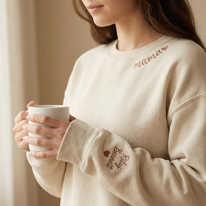 mama Sweat-shirt Personnalisé Brodé pour MAMAN avec le nom de l'enfant