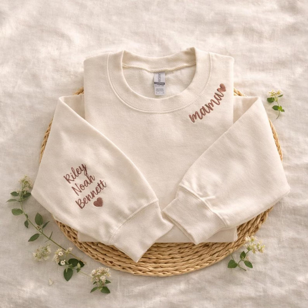 mama Sweat-shirt Personnalisé Brodé pour MAMAN avec le nom de l'enfant