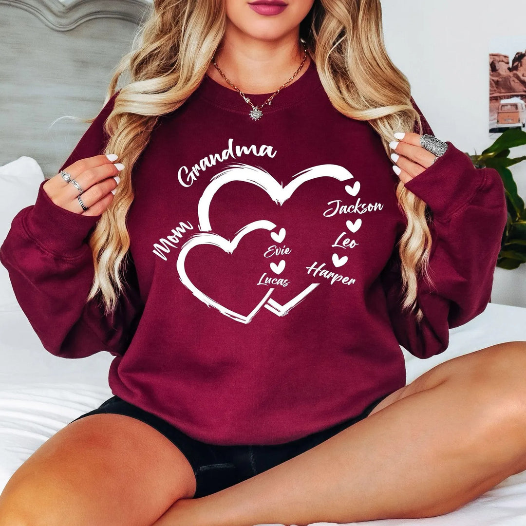 Sweat-shirt personnalisé imprimé à chaud pour les grands-mères, avec le nom de leurs enfants