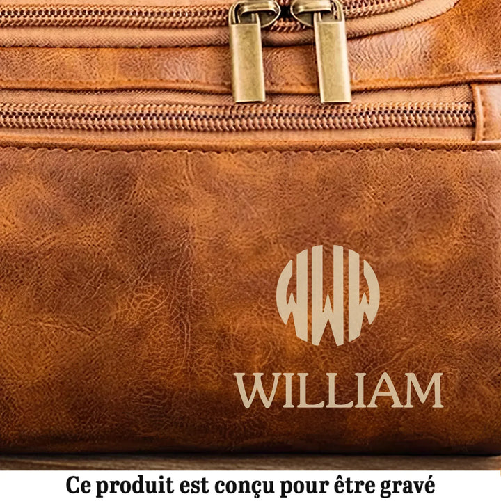 Trousse De Toilette En Cuir Gravée Personnalisée – Cadeaux D’Anniversaire Personnalisés Pour Papa, Frère