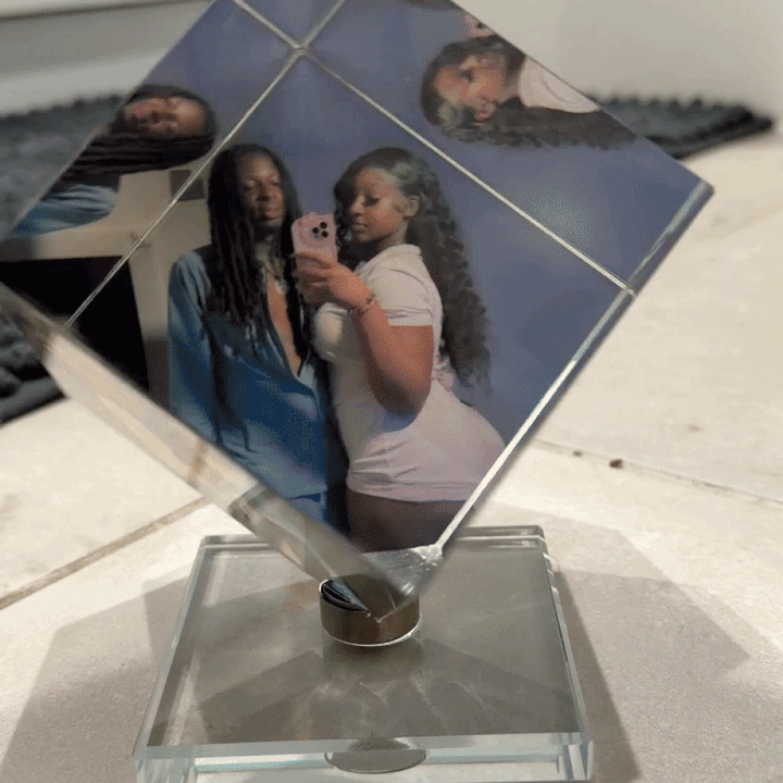 Cube photo rotatif en cristal – Cadeau pour les couples / Cadeau de Noël