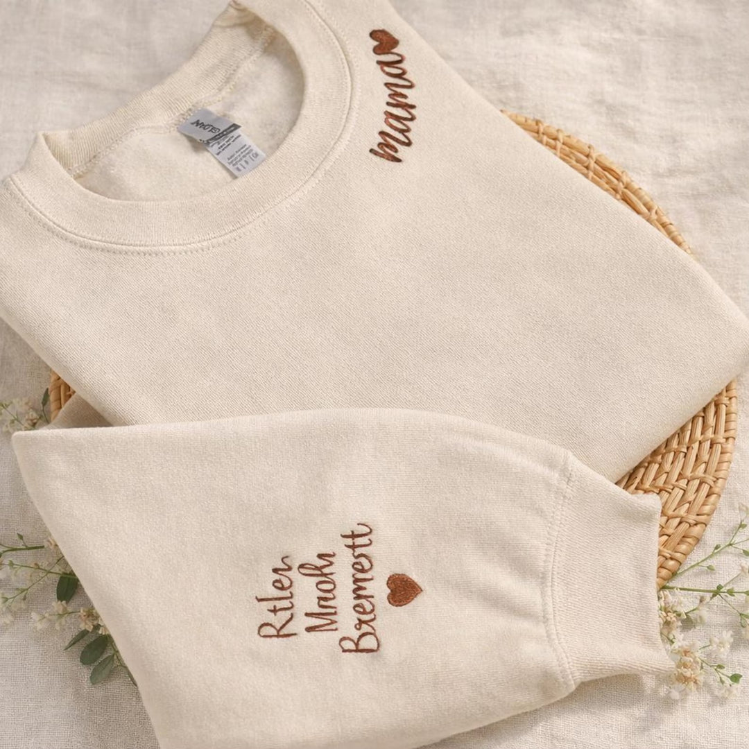 mama Sweat-shirt Personnalisé Brodé pour MAMAN avec le nom de l'enfant