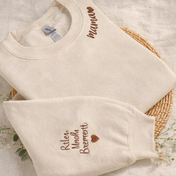 mama Sweat-shirt Personnalisé Brodé pour MAMAN avec le nom de l'enfant