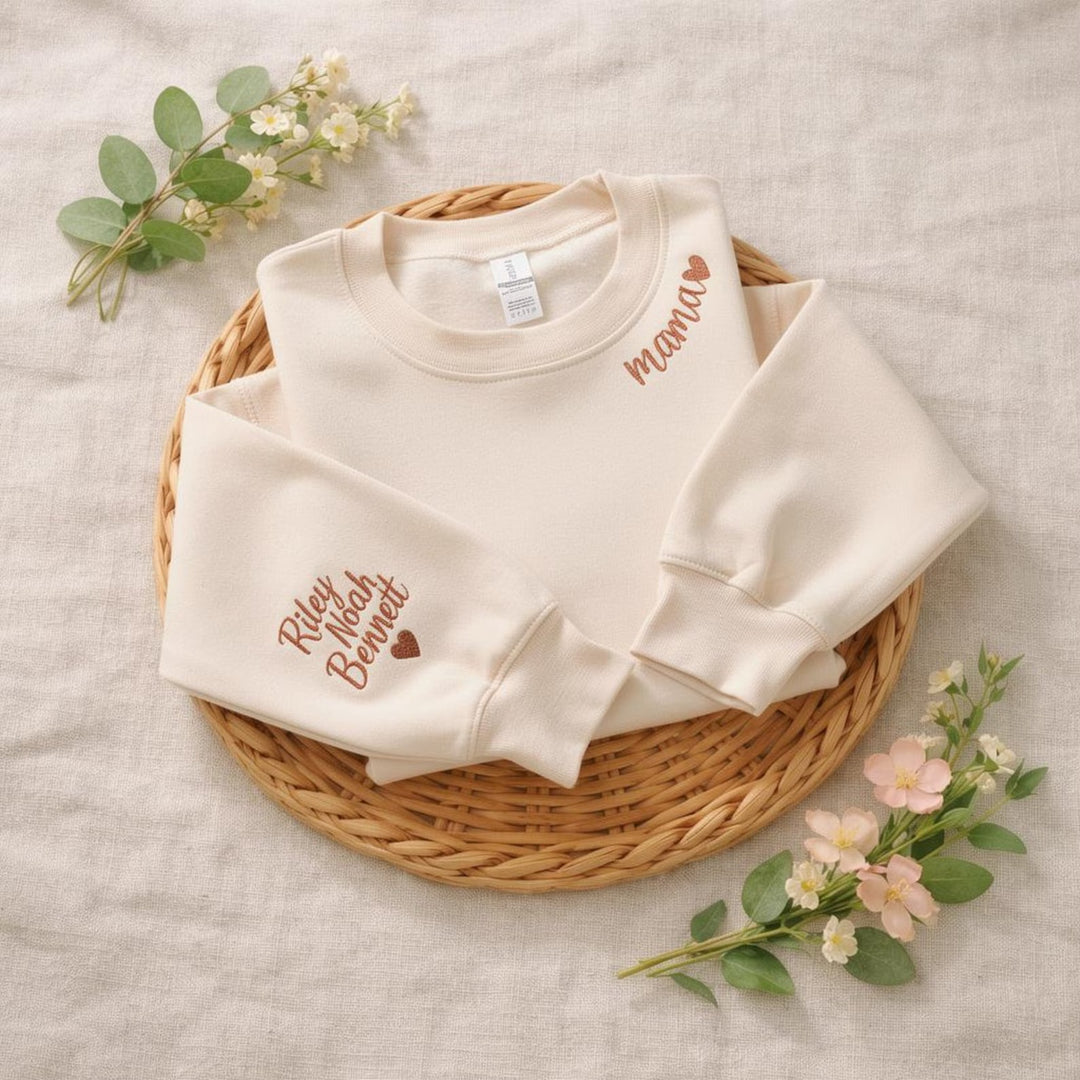 mama Sweat-shirt Personnalisé Brodé pour MAMAN avec le nom de l'enfant
