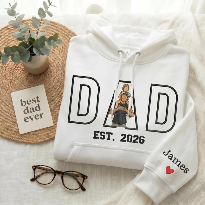 Sweat-shirt brodé personnalisé avec le portrait de papa — le cadeau idéal pour la fête des pères