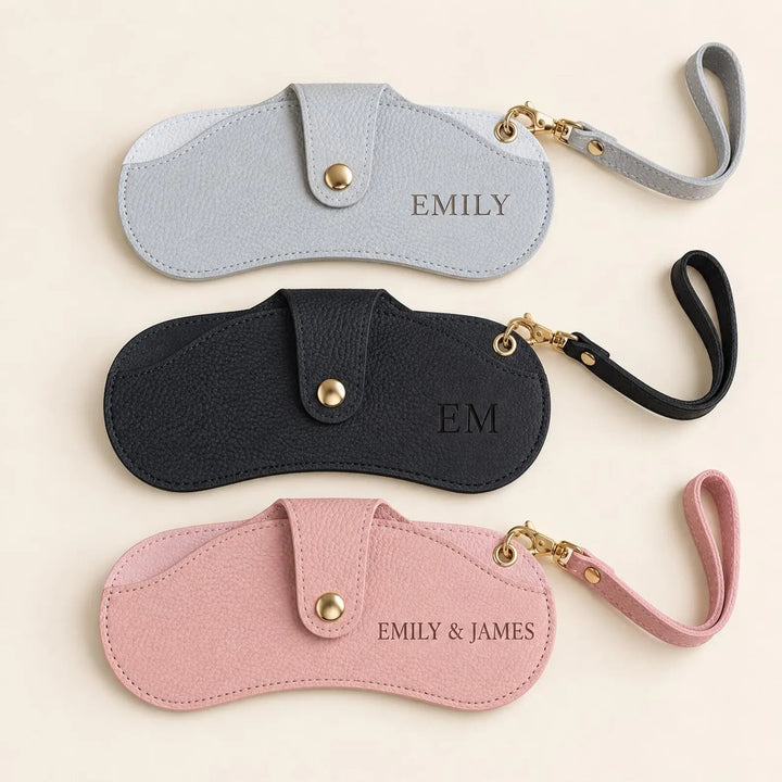 Étui à lunettes en cuir personnalisé avec un prénom, cadeau pour elle ou lui