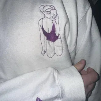 Sweat-shirt brodé personnalisé – Cadeau portrait sexy personnalisé pour lui 💕🔥