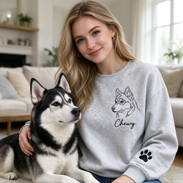 Sweat-shirt brodé avec portrait d'animal de compagnie, un cadeau pour les amoureux des animaux