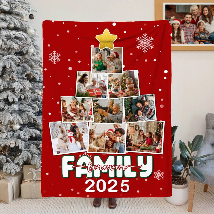 Couverture douce et personnalisée avec collage de photos d'arbre de Noël et 9 photos
