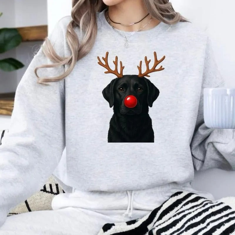 Sweat-shirt et sweat-shirt à capuche personnalisés avec imprimé de Noël représentant des rennes pour animaux de compagnie