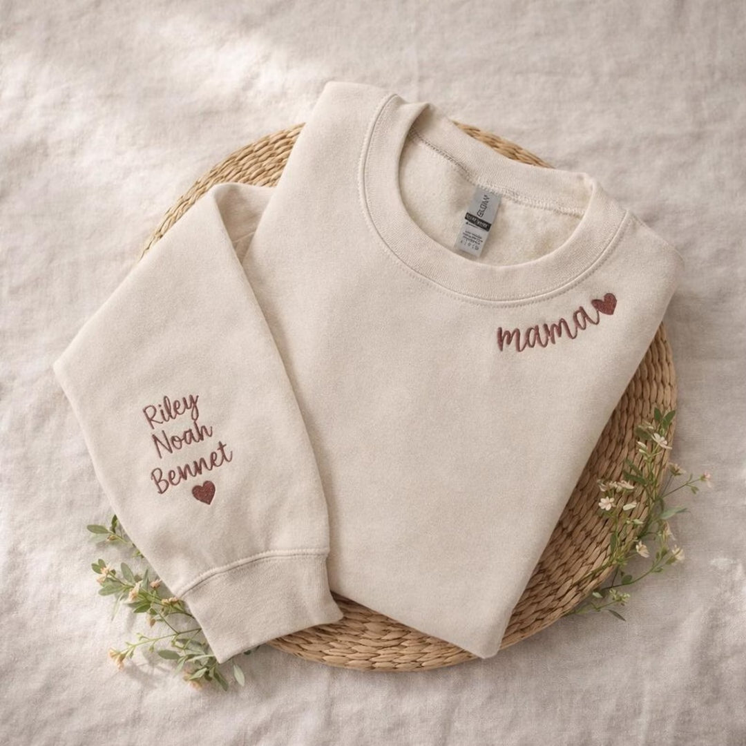 mama Sweat-shirt Personnalisé Brodé pour MAMAN avec le nom de l'enfant