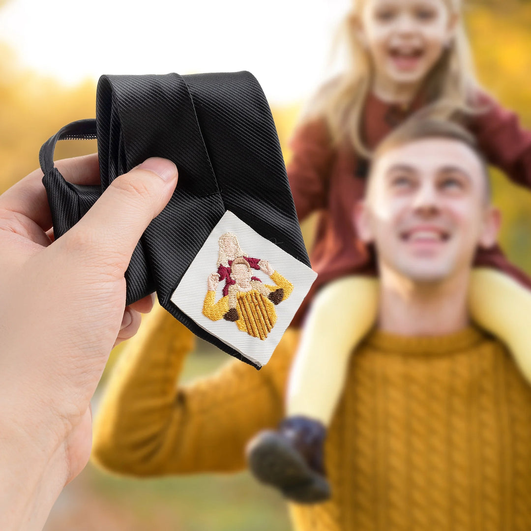 Patch photo brodé personnalisé pour cravate, cadeau d'anniversaire de mariage pour hommes, mari, papa, garçons d'honneur