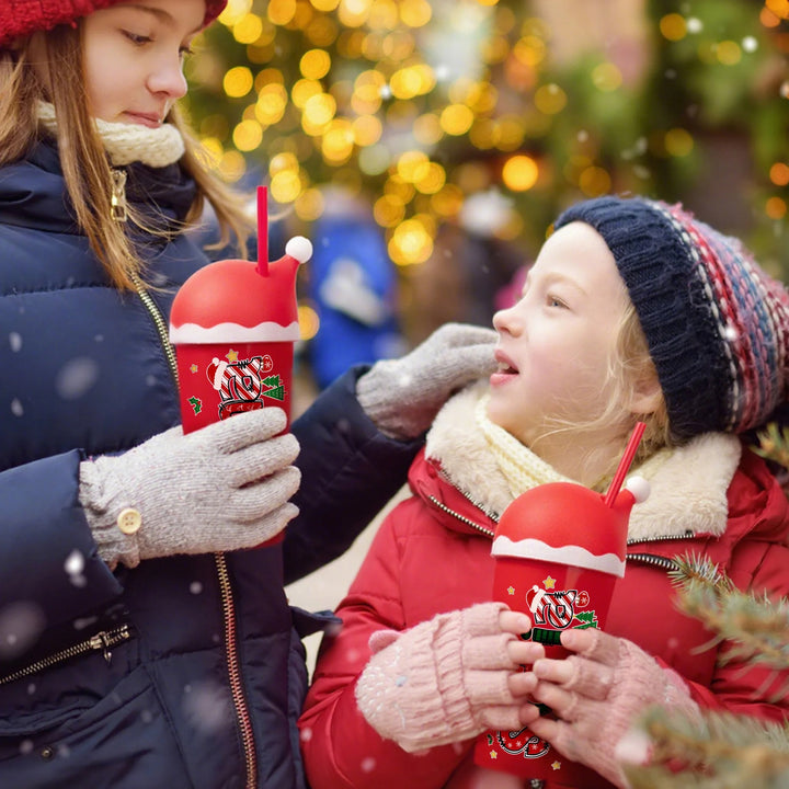 Bouteille d'eau en plastique personnalisée de 20 oz avec paille et nom, cadeau de Noël pour enfants