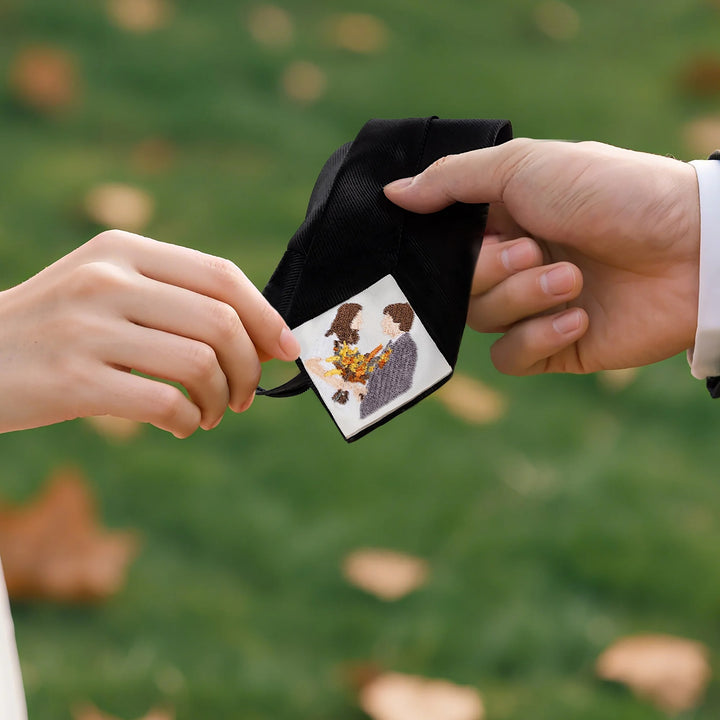 Patch photo brodé personnalisé pour cravate, cadeau d'anniversaire de mariage pour hommes, mari, papa, garçons d'honneur