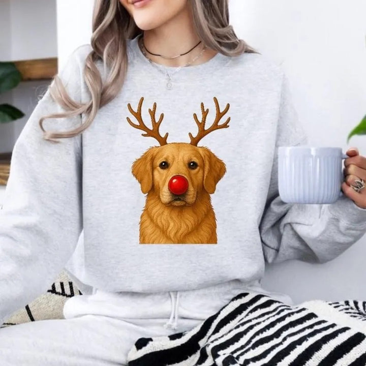 Sweat-shirt et sweat-shirt à capuche personnalisés avec imprimé de Noël représentant des rennes pour animaux de compagnie