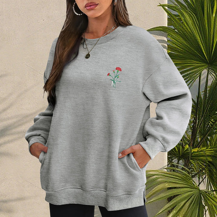 Sweat-shirt multicolore à fleurs d'anniversaire personnalisé avec initiales brodées, parfait pour la famille et les amis
