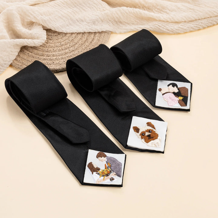 Patch photo brodé personnalisé pour cravate, cadeau d'anniversaire de mariage pour hommes, mari, papa, garçons d'honneur