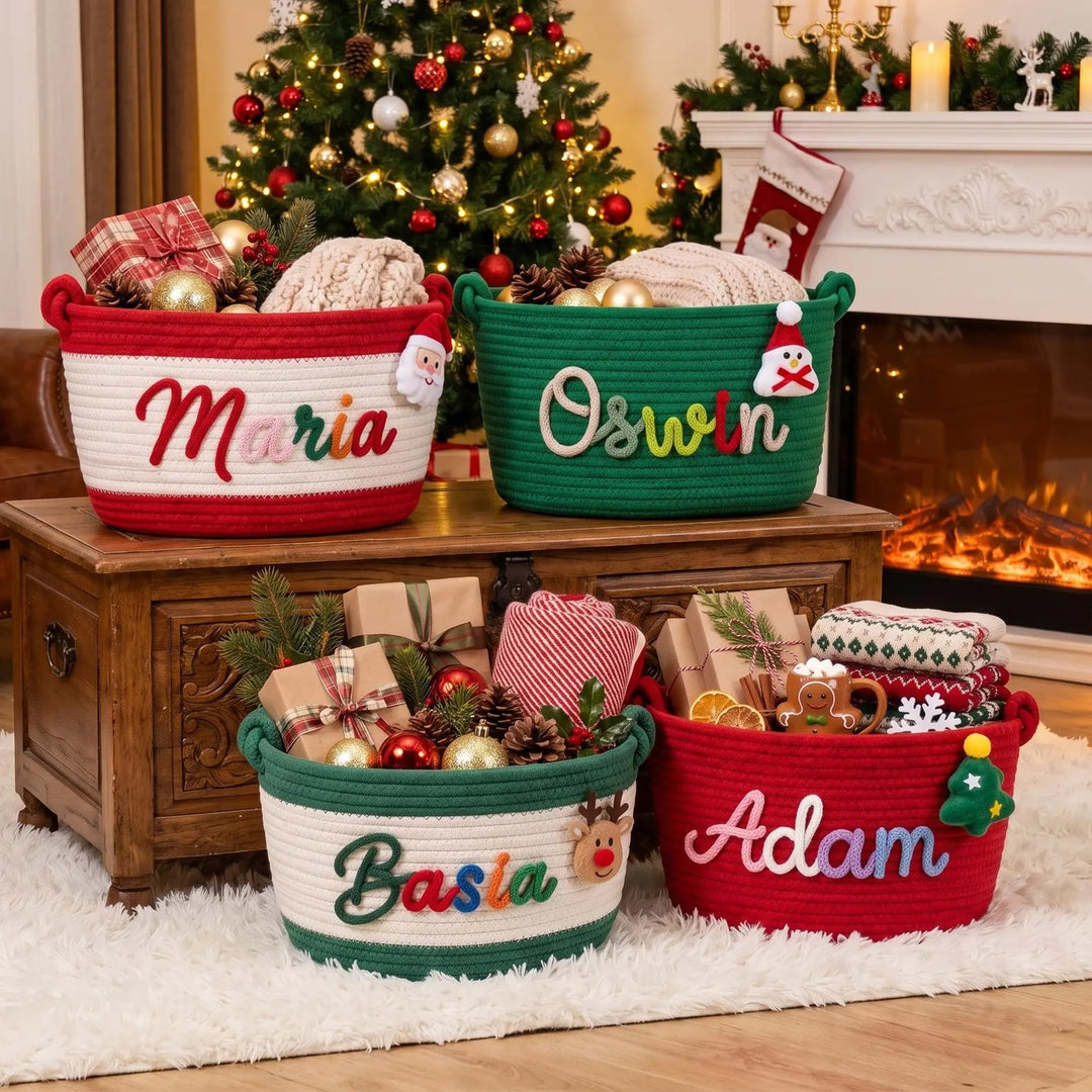 Panier de Noël personnalisé pour bébé, panier-cadeau personnalisé au prénom
