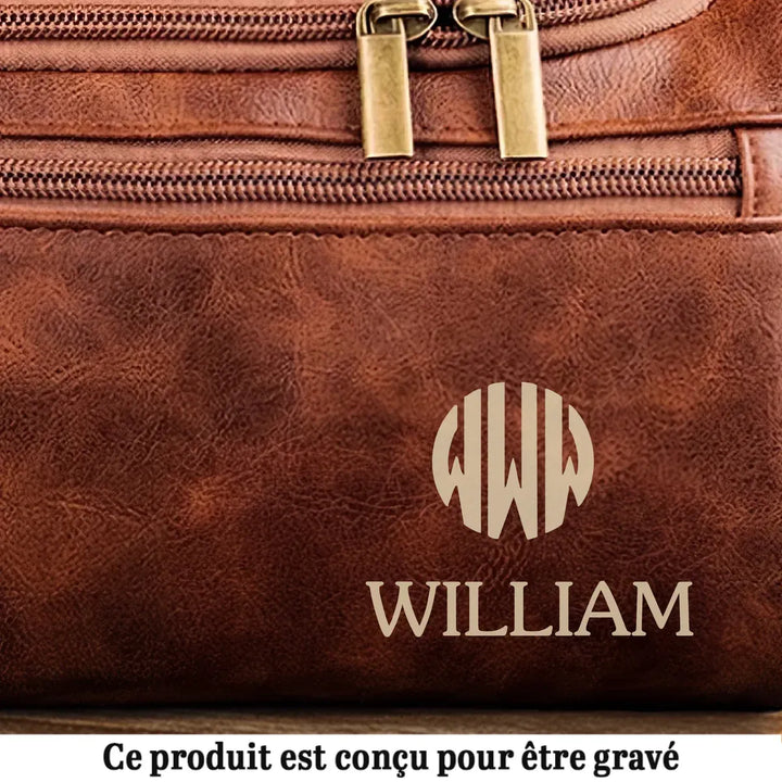 Trousse De Toilette En Cuir Gravée Personnalisée – Cadeaux D’Anniversaire Personnalisés Pour Papa, Frère