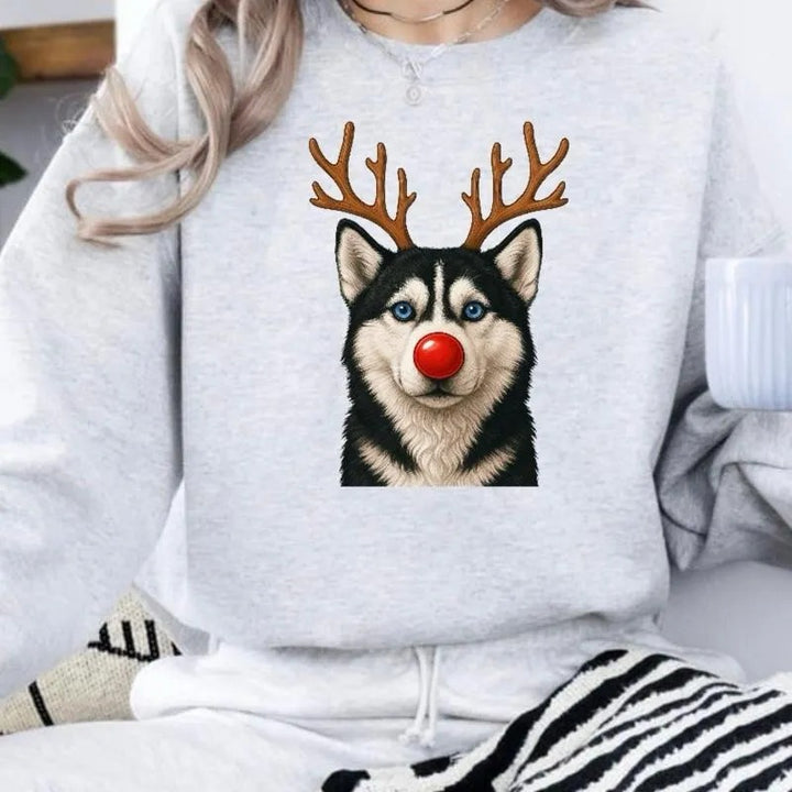 Sweat-shirt et sweat-shirt à capuche personnalisés avec imprimé de Noël représentant des rennes pour animaux de compagnie
