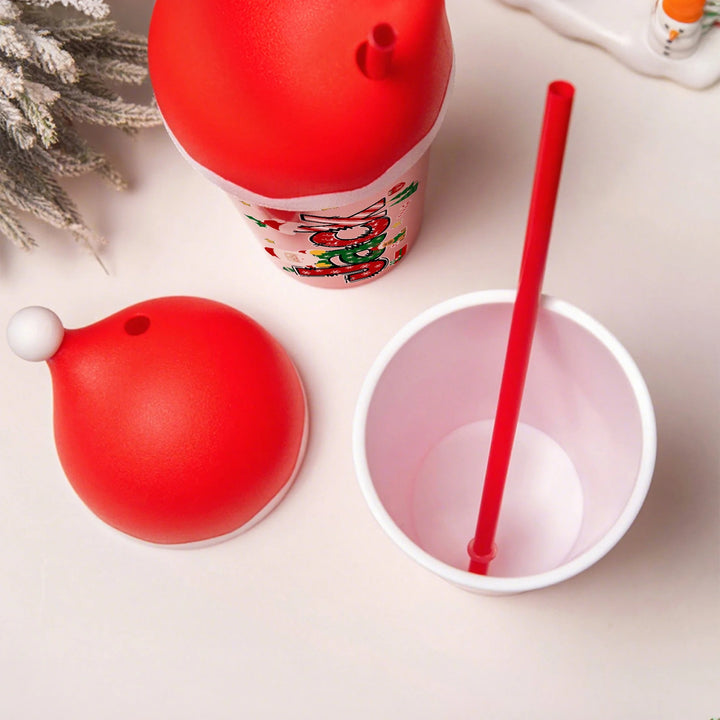 Bouteille d'eau en plastique personnalisée de 20 oz avec paille et nom, cadeau de Noël pour enfants